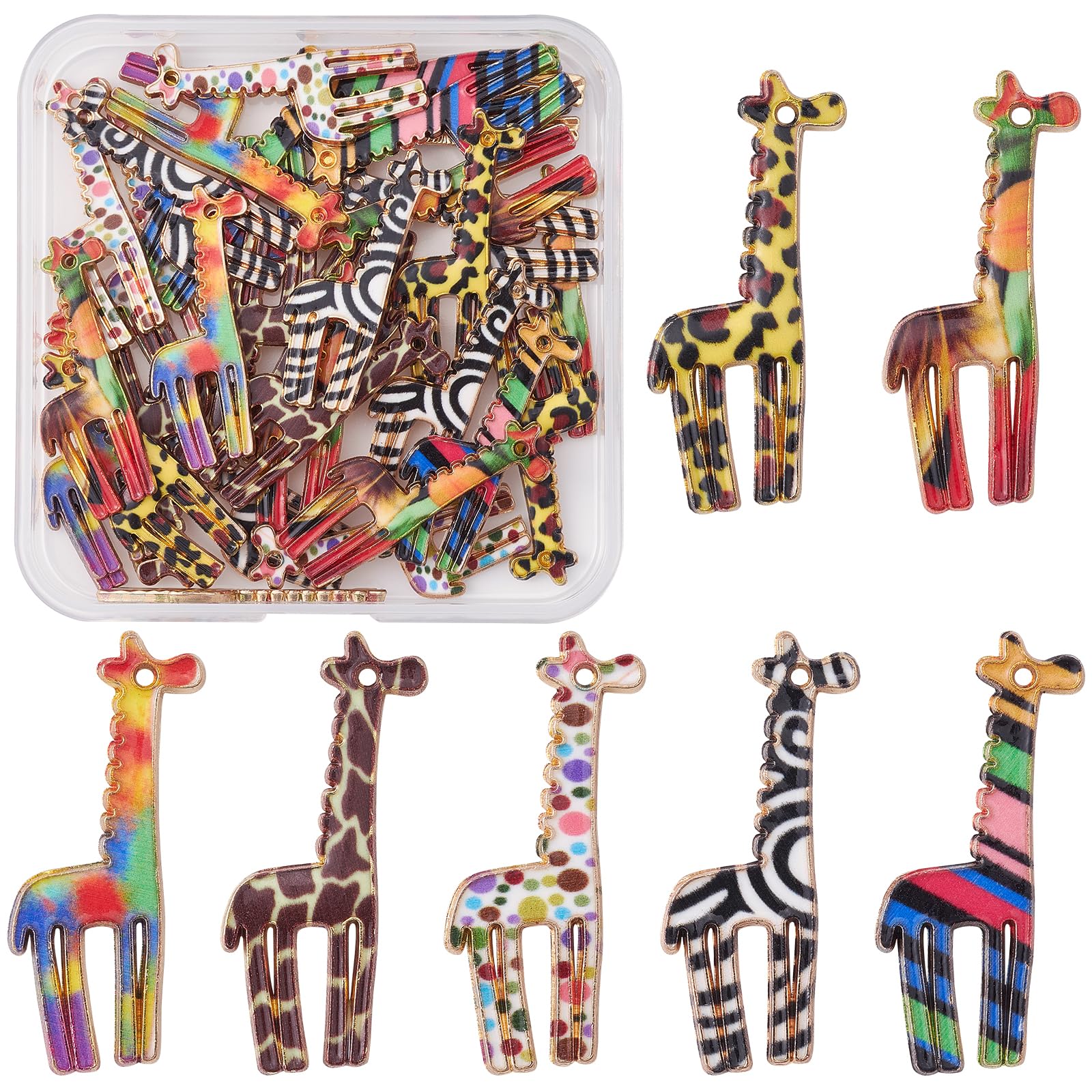 COGCHARGER 35Pcs Giraffe Charms Alloy Colorful Pendants Cute Cartoon Animal Zebra Giraffe Charms for Jewelry Bracelets Necklace Earrings Making DIY