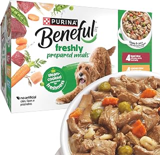 Purina Beneful Wet Dog Food Variety Pack: Prepared Meals Stew with Real Beef, Chicken, Lamb Gravy - 12x10oz Tubs, High Protein