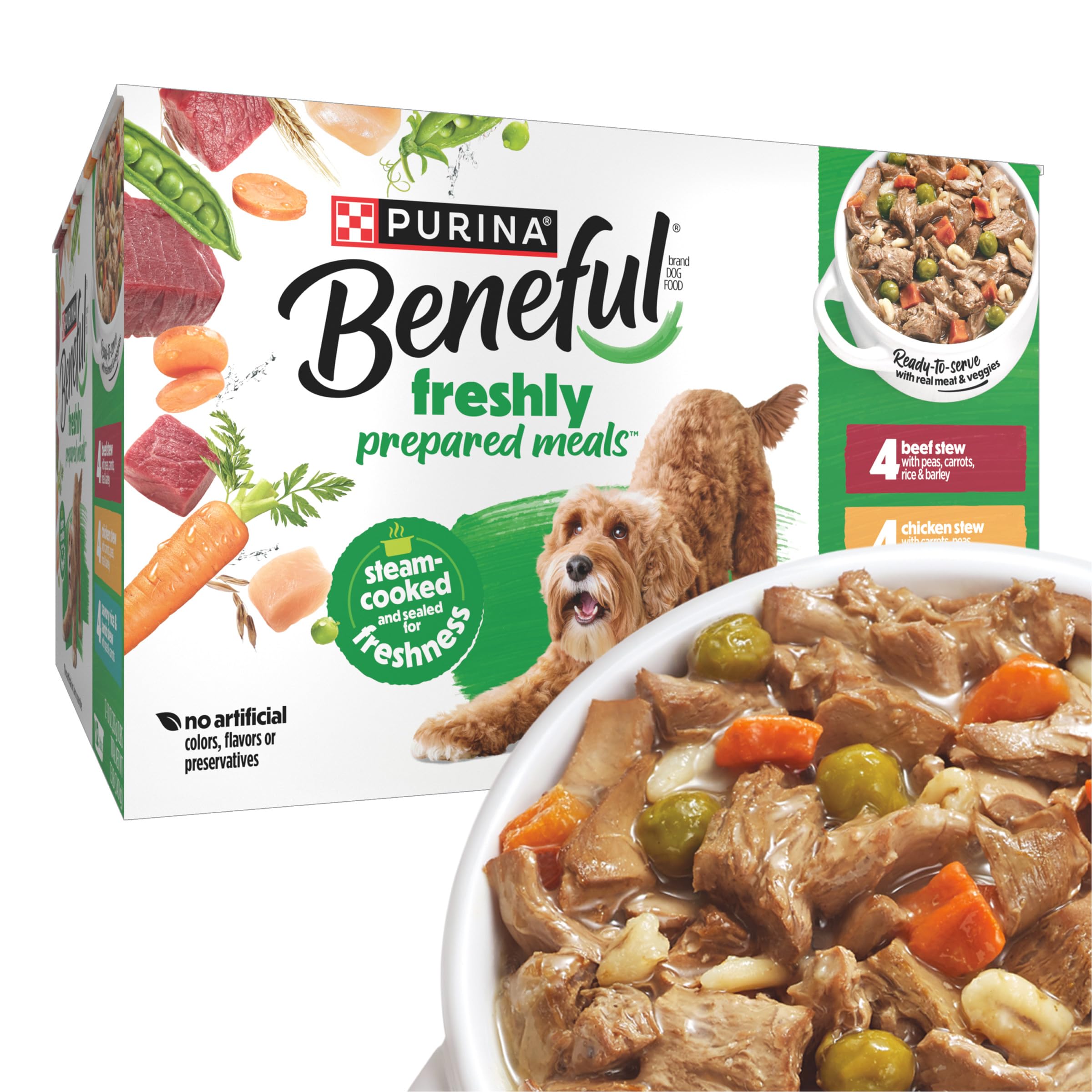 Purina Beneful Gravy Wet Dog Food Variety Pack, Prepared Meals Stew - (12) 10 oz. Tubs