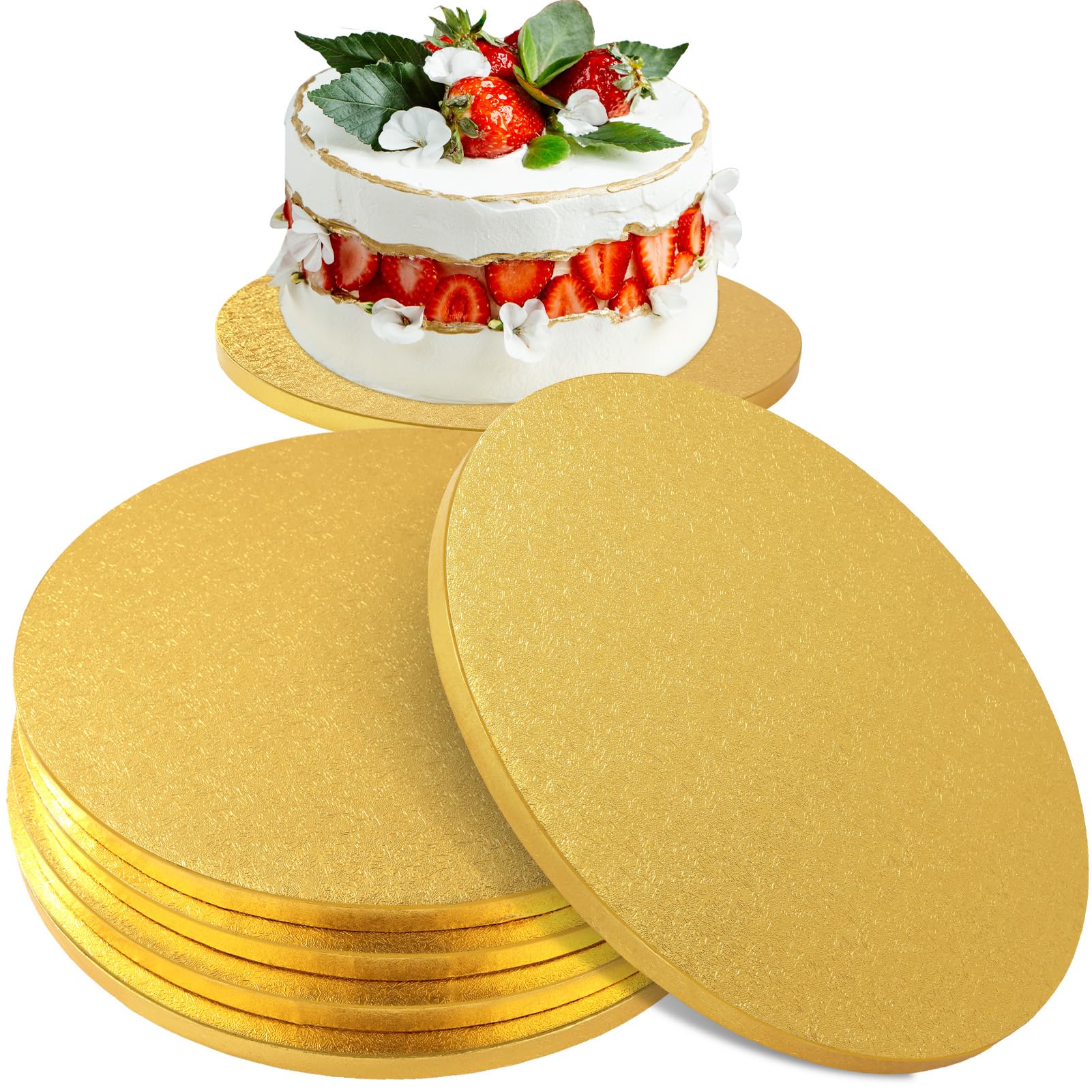 2 Piatti Per Torta Rotondi Oro 30 Cm | Base In Cartone Resistente, Impermeabile E Anti-olio Per Torte A Più Piani - 5