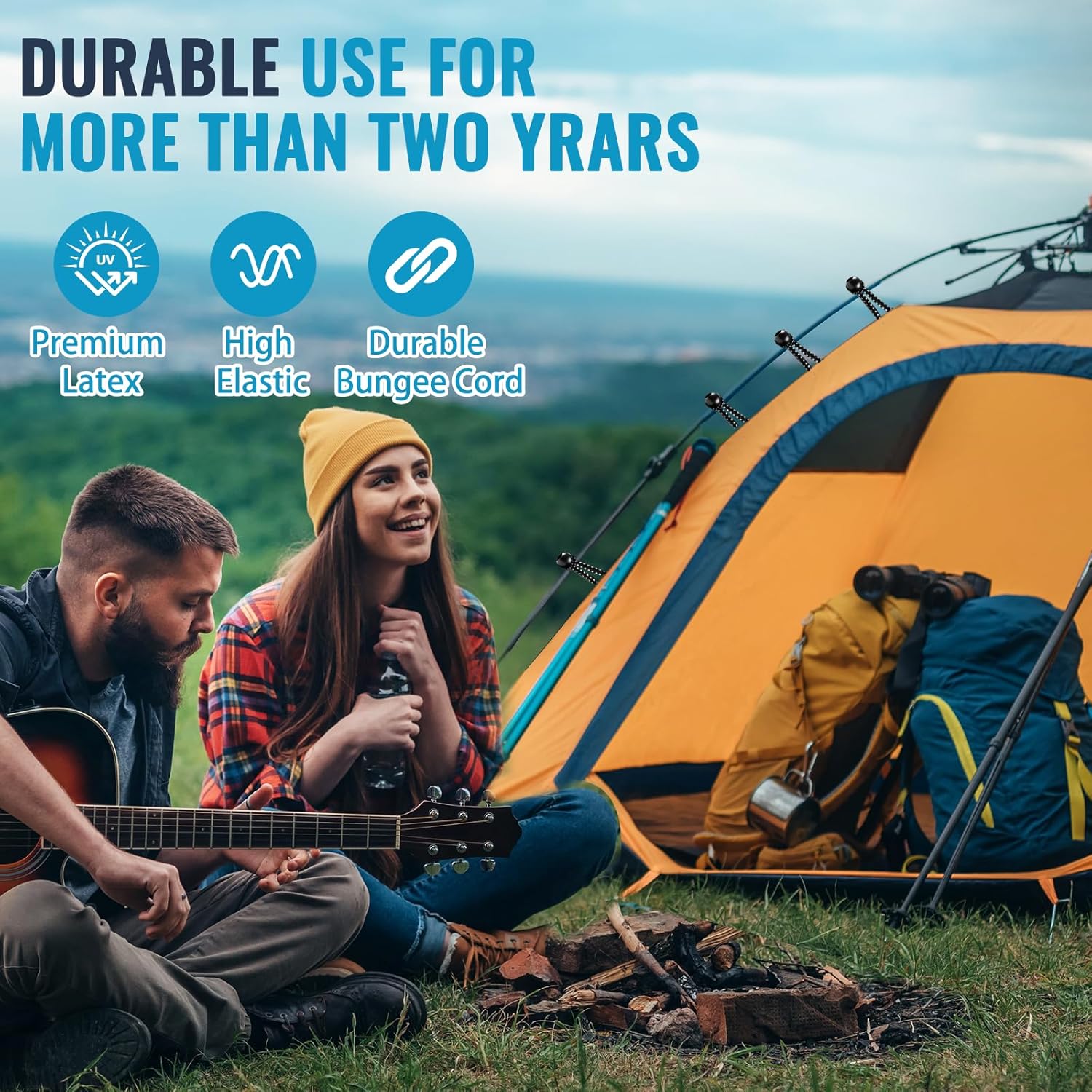 100 Pack Ball Bungee Cords 4 Inch, Heavy Duty Bungee Cord with Balls Canopy Tarp Tie Downs Bungee Balls for Camping, Shelter,Cargo,Tent Poles UV Resistant