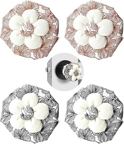 Thinslimer Paquete de 4 fundas para pomo de puerta, protector redondo floral suave, lindo protector de manija de puerta con esponja, protector