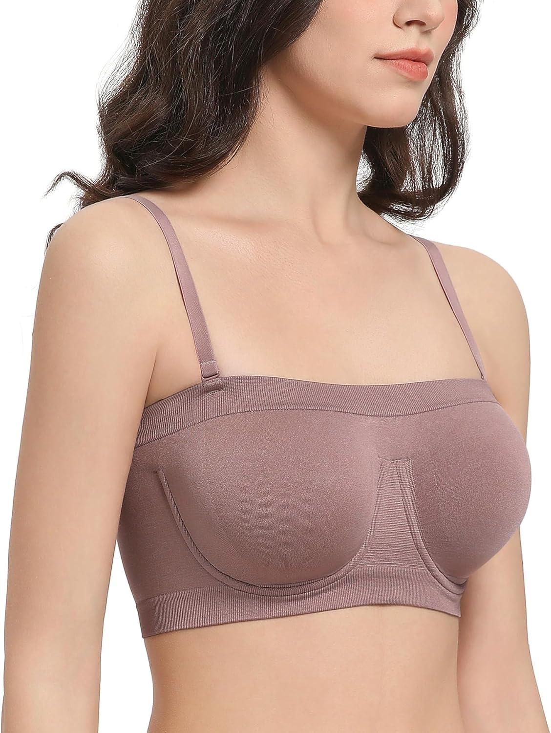 Lemorosy Women's Invisible Seamless Non-Padded Underwire Bandeau Multiway T-Shirt Bra - Image 4