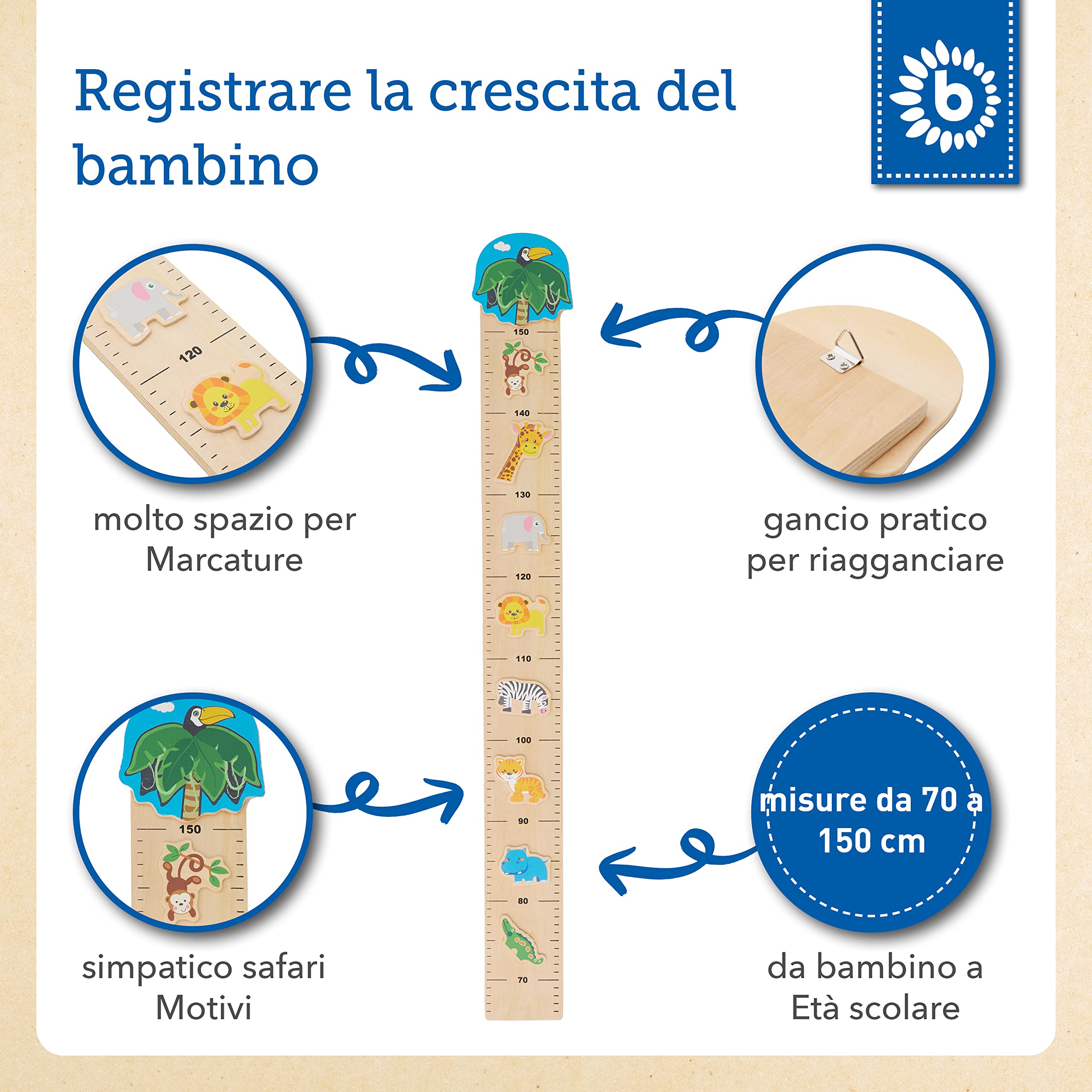 Bieco metro da parete per bambini legno