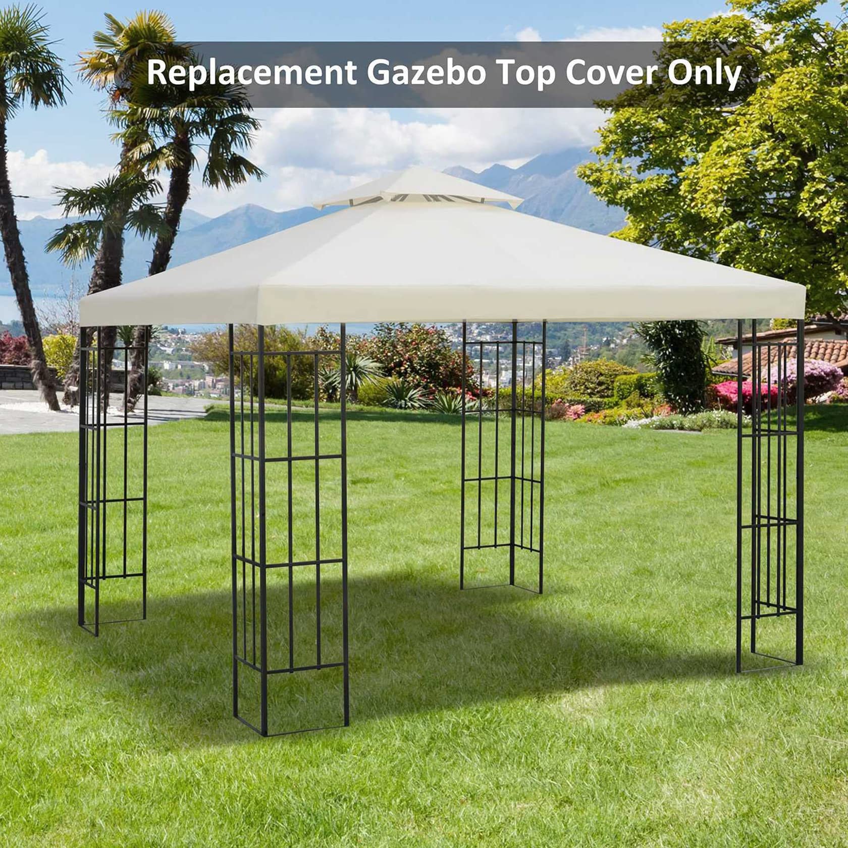 Wasserdichte Pavillon-Ersatzabdeckungen – 2-stöckiges Oxford-Gewebe für den Außenbereich – 3 m x 3 m Größe mit belüfteter Oberseite für Pergola.