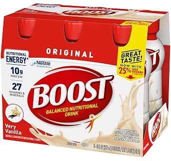 Boost Original Nutritional Drink Duo, Balanced Nutritional Drink, Ready to Drink Nutrition Beverage, Nutrition Shake, Very Vanilla and Creamy Strawberry, 6 Bottles Each, 8 Fluid Ounce (Variety Pack)