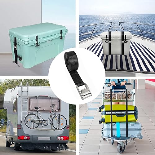 Miniatura 6 de Correas de amarre de batería para barcos, correas de hebilla de leva de acero inoxidable, kit de amarre con soportes inoxidables y tornillos SS
