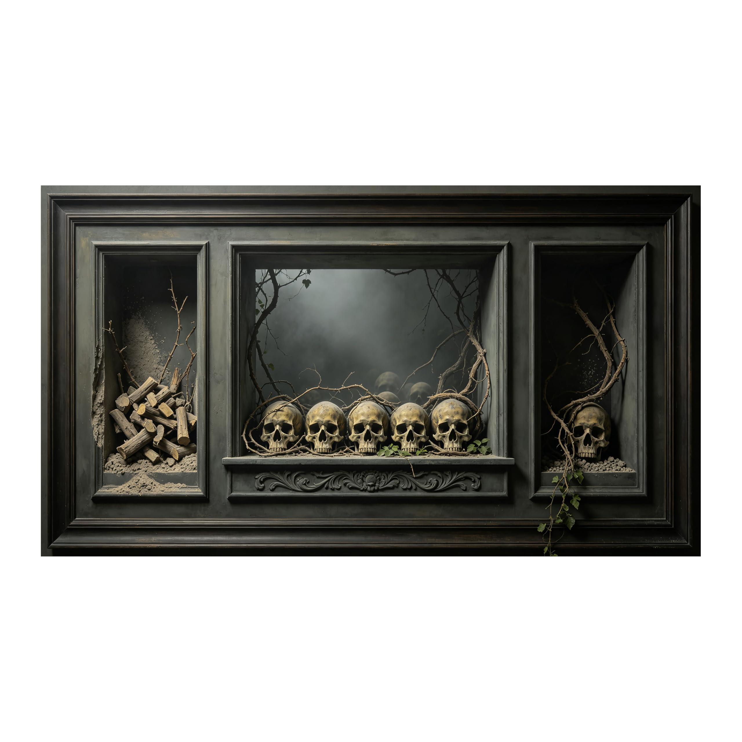 Yzpallescene Art260711197 3D Framed Wall Art Gothic Skull Relief Effect Large Size Selfadhesive Removable Wall Decor Prints Artwork For Living Room Bedroom Office