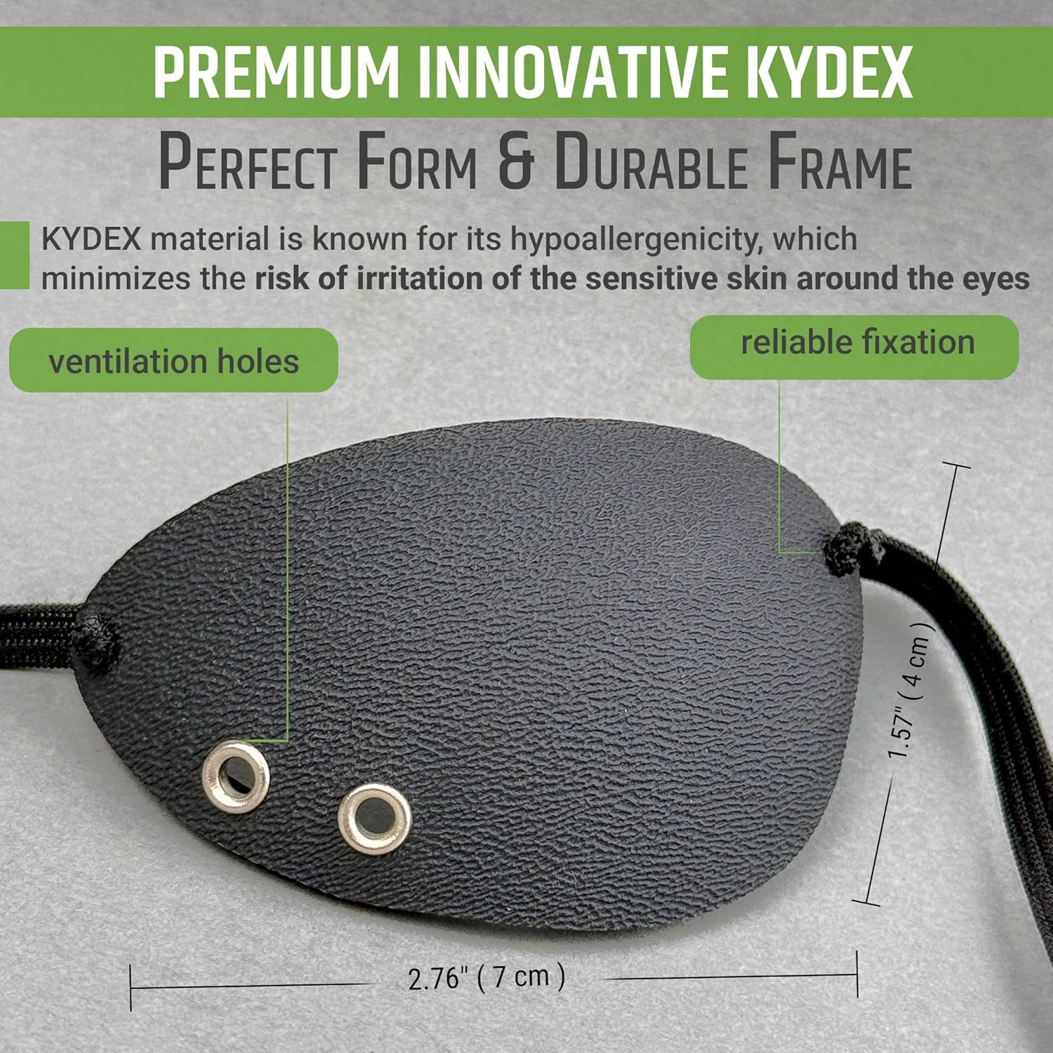 Black Premium Handmade Plastic Eye Patch with Soft Foam Padding, Concave Adult Eye Patch for Men and Women