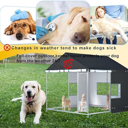 Miniatura 4 de Funda para perrera para exteriores, 6.7 pies x 6.7 pies x 5.8 pies, para invierno y verano, de doble uso, impermeable y resistente al polvo, hecha