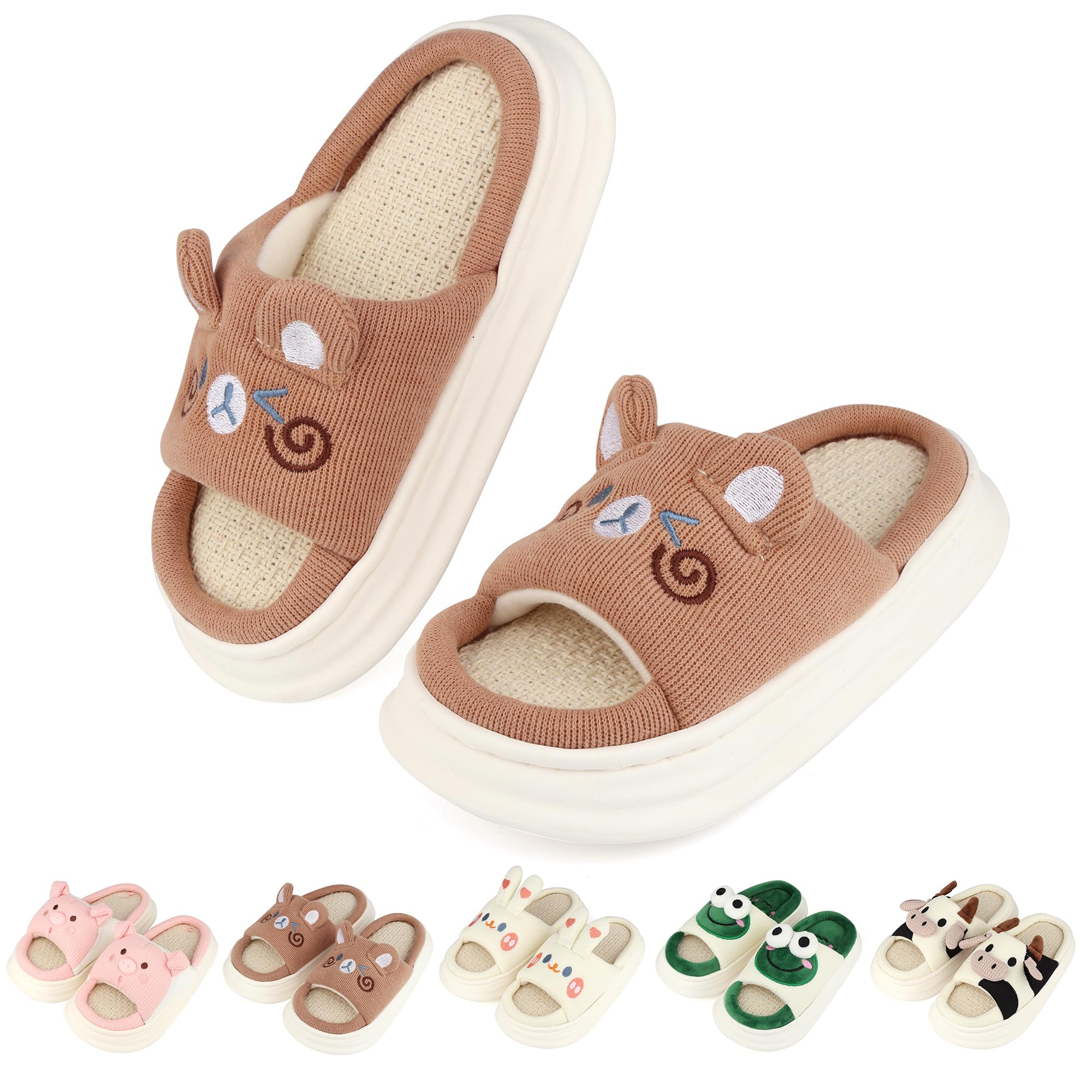 HAZYTOM Kids Animal Slippers丨Boys Girls House Slippers丨Youth Cute Comfy Slippers丨Open Toe Memory Foam丨Slip On Home Slides丨Indoor Outdoor（10 Little Kid - 7.5 Big Kid）