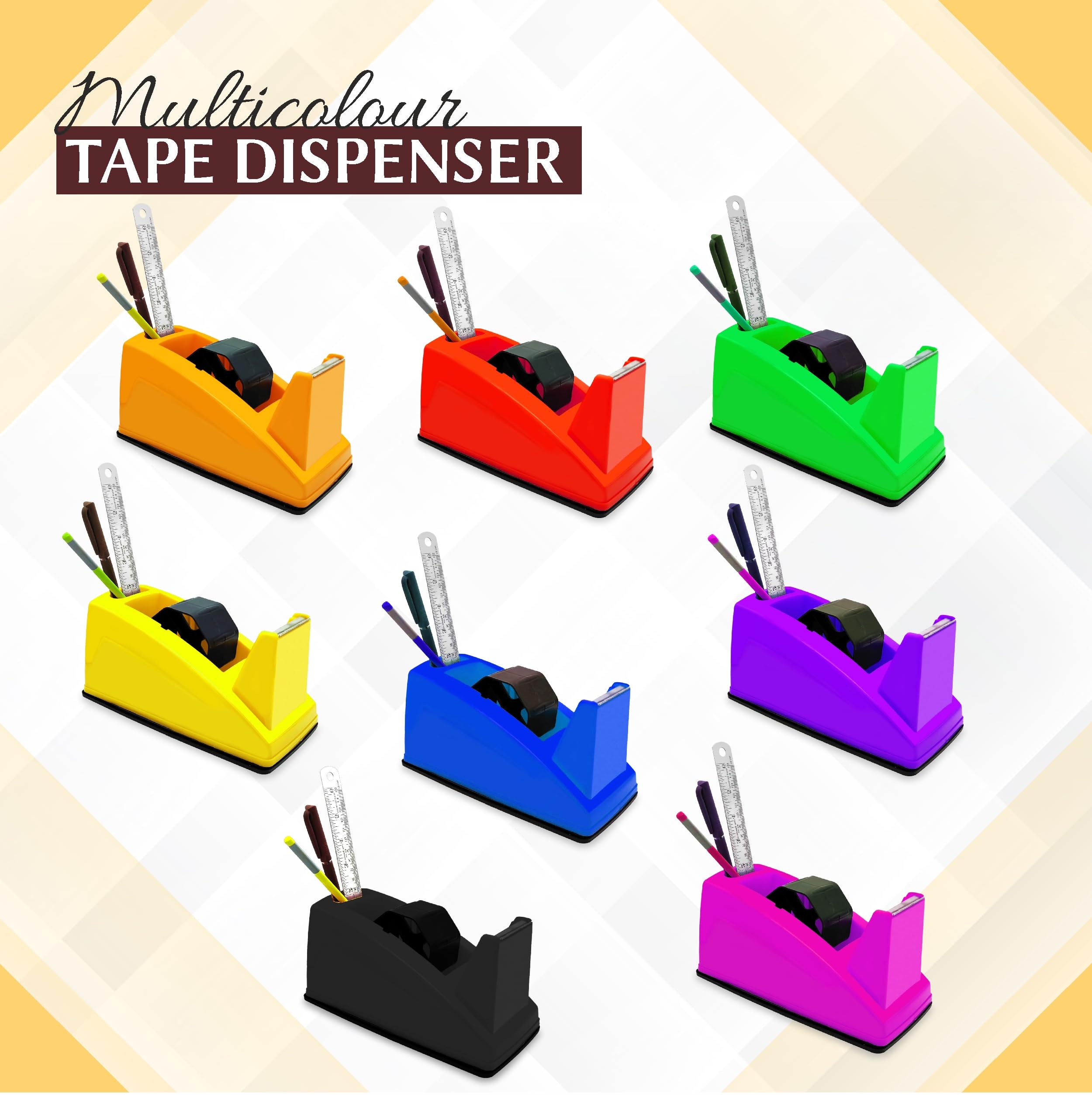 YAJNAS Dispenser per nastro adesivo per imballaggio, pesante e antiscivolo, 5,1 cm, dispenser per nastro in cellophane per casa, ufficio, scuola (colore casuale)