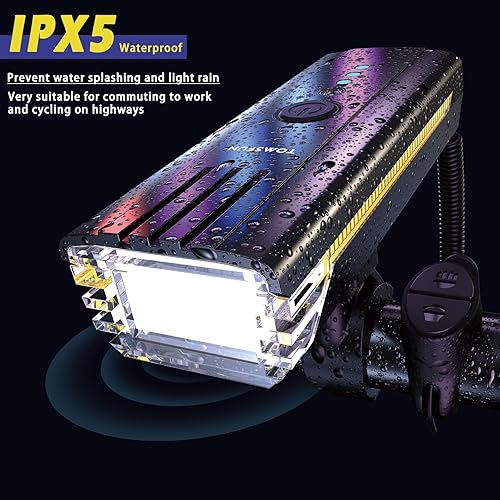 Miniatura 5 de Luces de bicicleta recargables USB-C ultra brillantes con bocina electrónica, faros de bicicleta con haz alto y bajo, 4 luces de bicicleta de modo