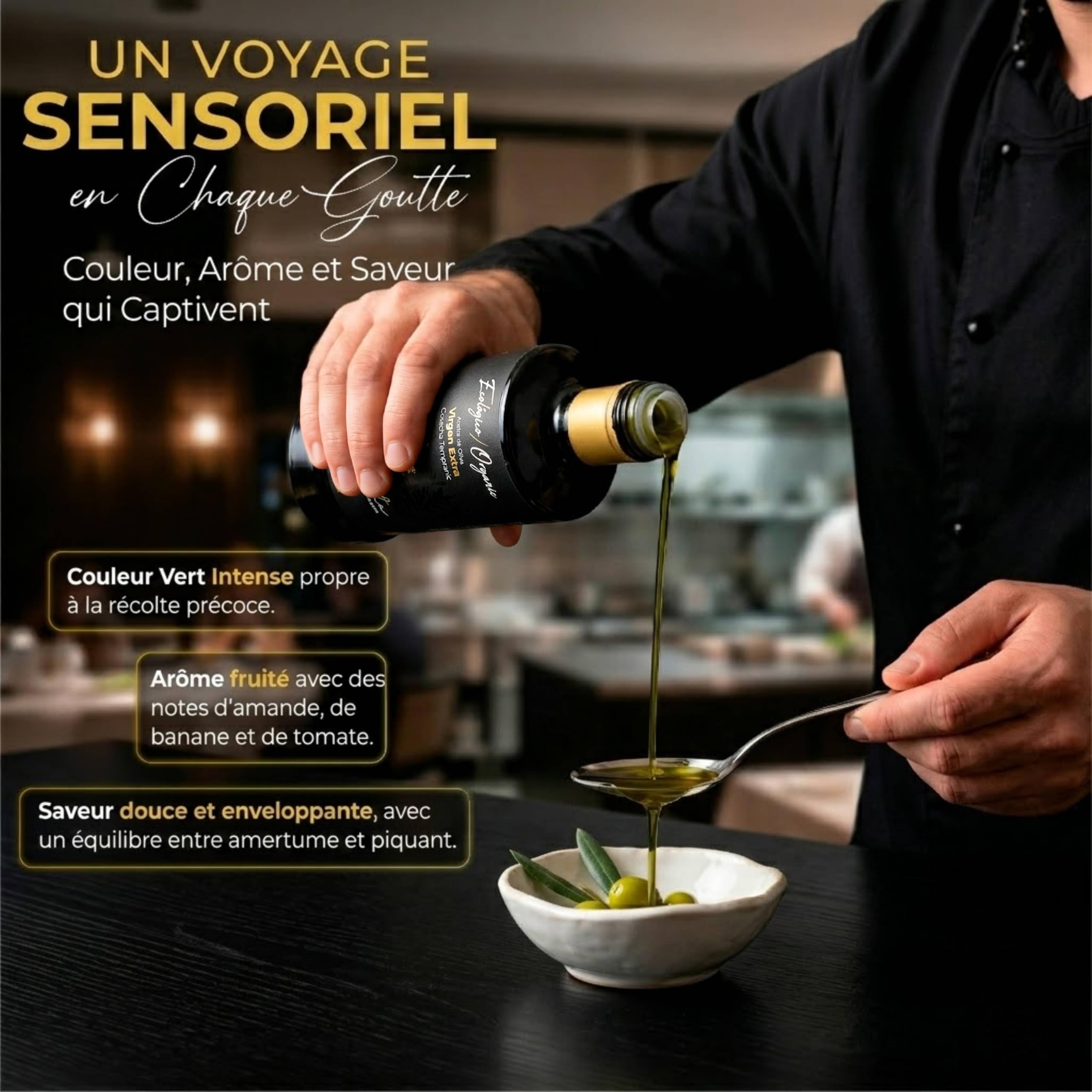Huile D'olive Extra Vierge Bio - Variétés Picual et Cornicabra de Grande Qualité, Intense et Fraîche | Récolte Précoce D'olives Vertes, Extraction À Froid | Idéale Pour une Usage À Cru (1L)