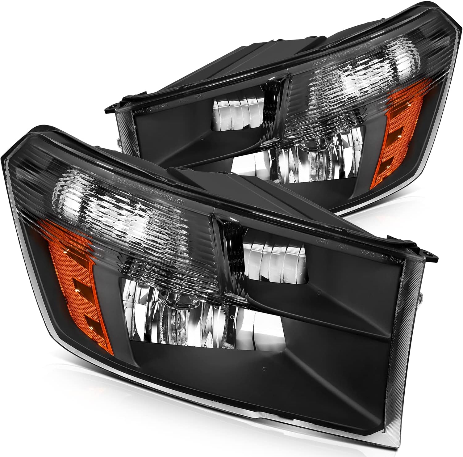 Headlight Assembly for Dodge for Ram 1500 2009-2018 for Dodge for Ram 2500 2010-2018 for Dodge for Ram 3500 2010-2018 Black Housing Amber Reflector Clear Lens Driver and Passenger Side Headlamp