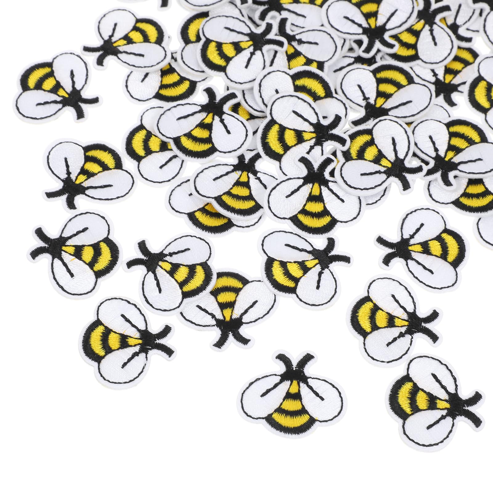 TIESOME Aufnäher in Bienenform, bestickt, zum Aufbügeln, niedliche Bienenform, dekorative Flicken zum Aufnähen, kleine Bügelbilder, bestickte Flicken, Dekoration für Taschen, Jacken, Jeans, 60 Stück