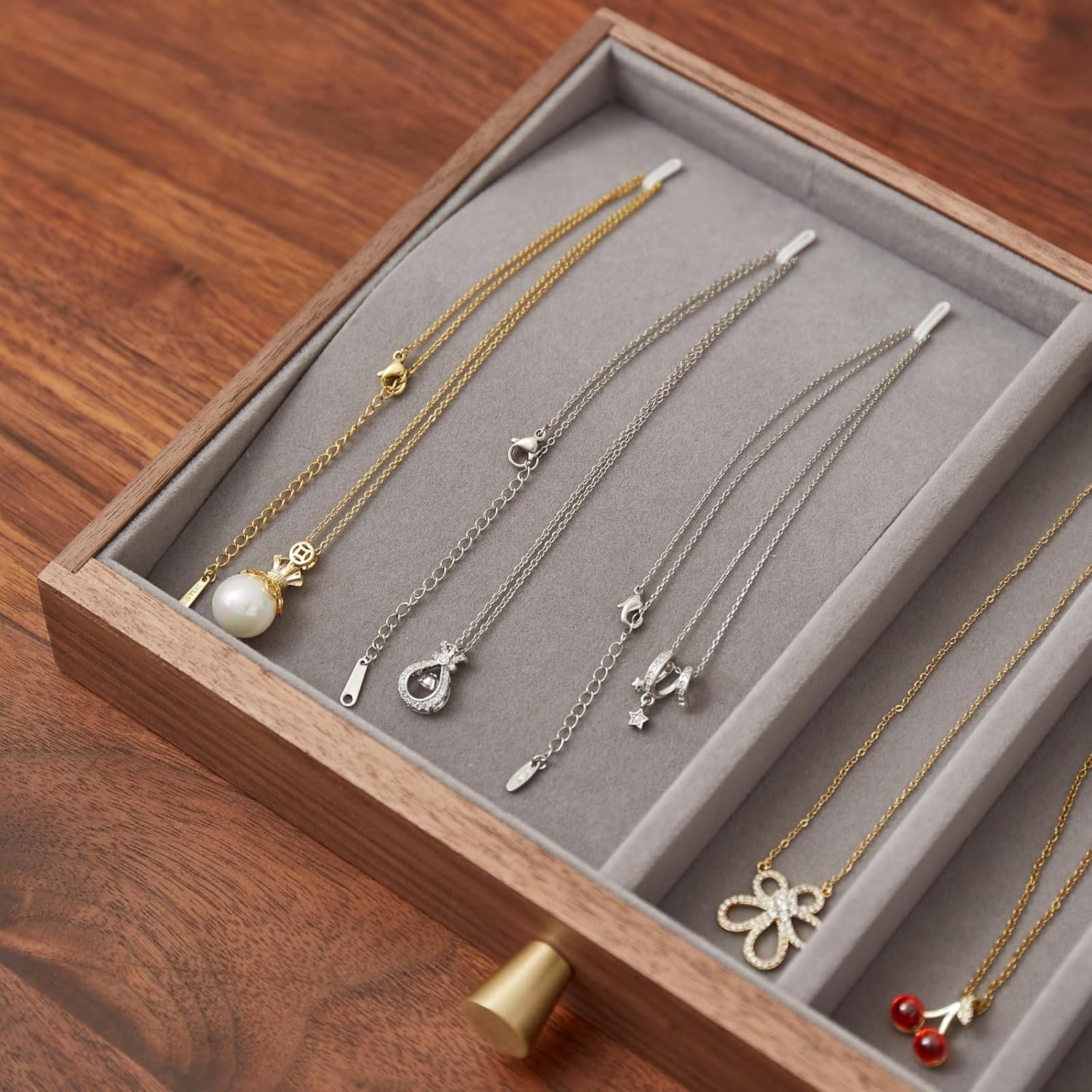 Black Walnut Jewelry Organizers and Storage,4 Layer Wooden Jewelry Boxes for Women,for Necklaces Ring Earring (4 Layer) - Image 6