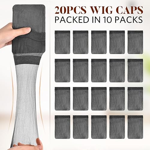Miniatura 20 de MORGLES Gorras de peluca antideslizantes para mujer, 20 unidades, para encaje frontal, color marrón y marrón claro