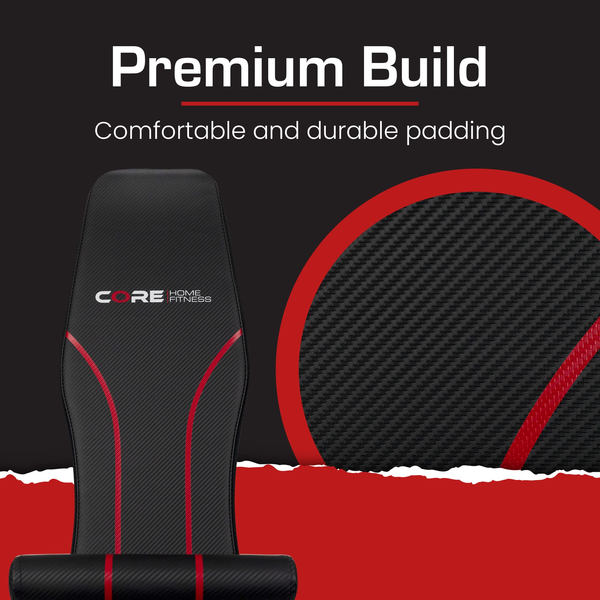 Adjustable Bench, Foldable Weight Bench, Incline/Decline/Flat Bench, 7 Back Adjustments, Adjustable Seat, Black/Red (51MAB)