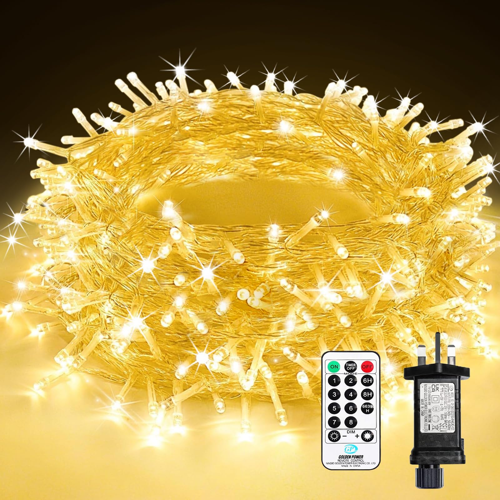 30M 300 LED Christmas Tree Lights, 8 Modes Warm White Fairy Lights Plug in, Waterproof String Lights Mains Powered with Remote/Timer for Outdoor Indoor Party Garden Bedroom Christmas Decorations — image 1