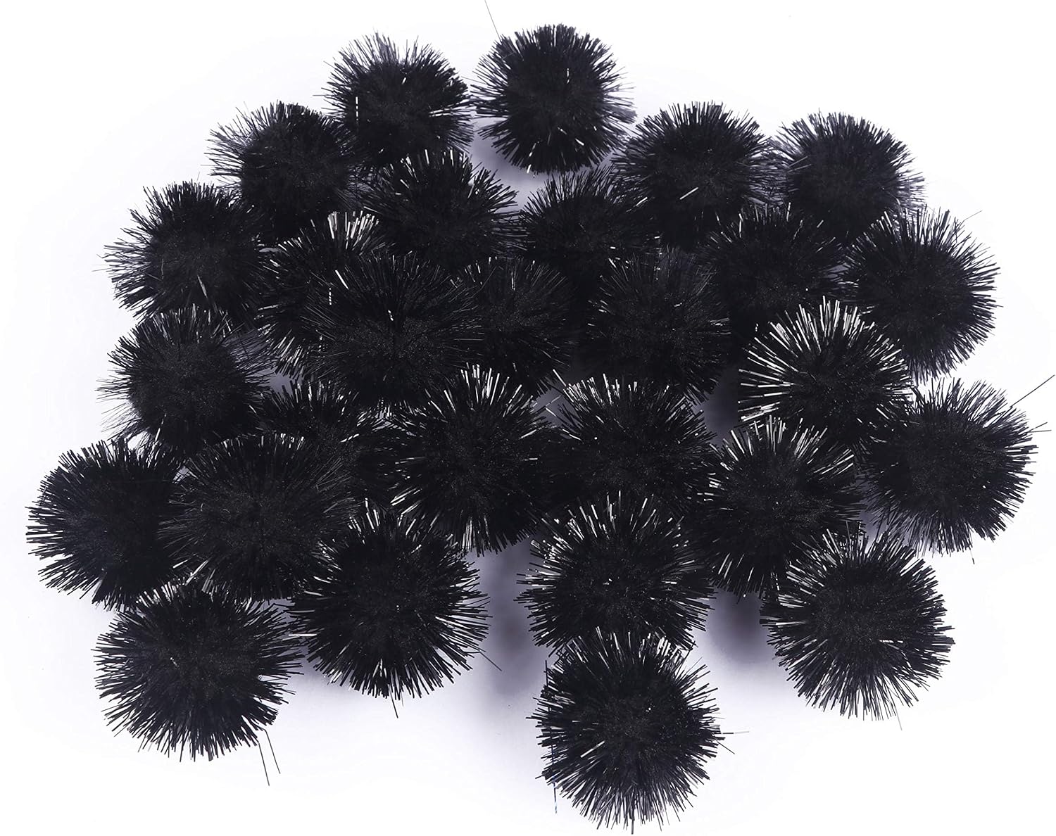 YYCRAFT 200pcs Glitter Tinsel Pom Poms Sparkle Balls for DIY Craft/Party Decoration/Cat Toys(20mm,White)
