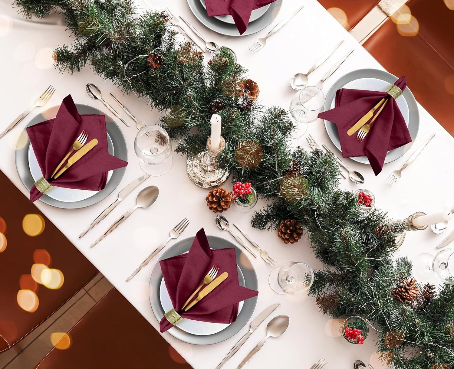 45 x 45 cm, 24 unidades de servilletas de tela, lavables, de algodón, servilletas de mesa, servilletas de tela para fiestas, cumpleaños, cafeterías, restaurantes, cocina, decoración de mesa, bodas