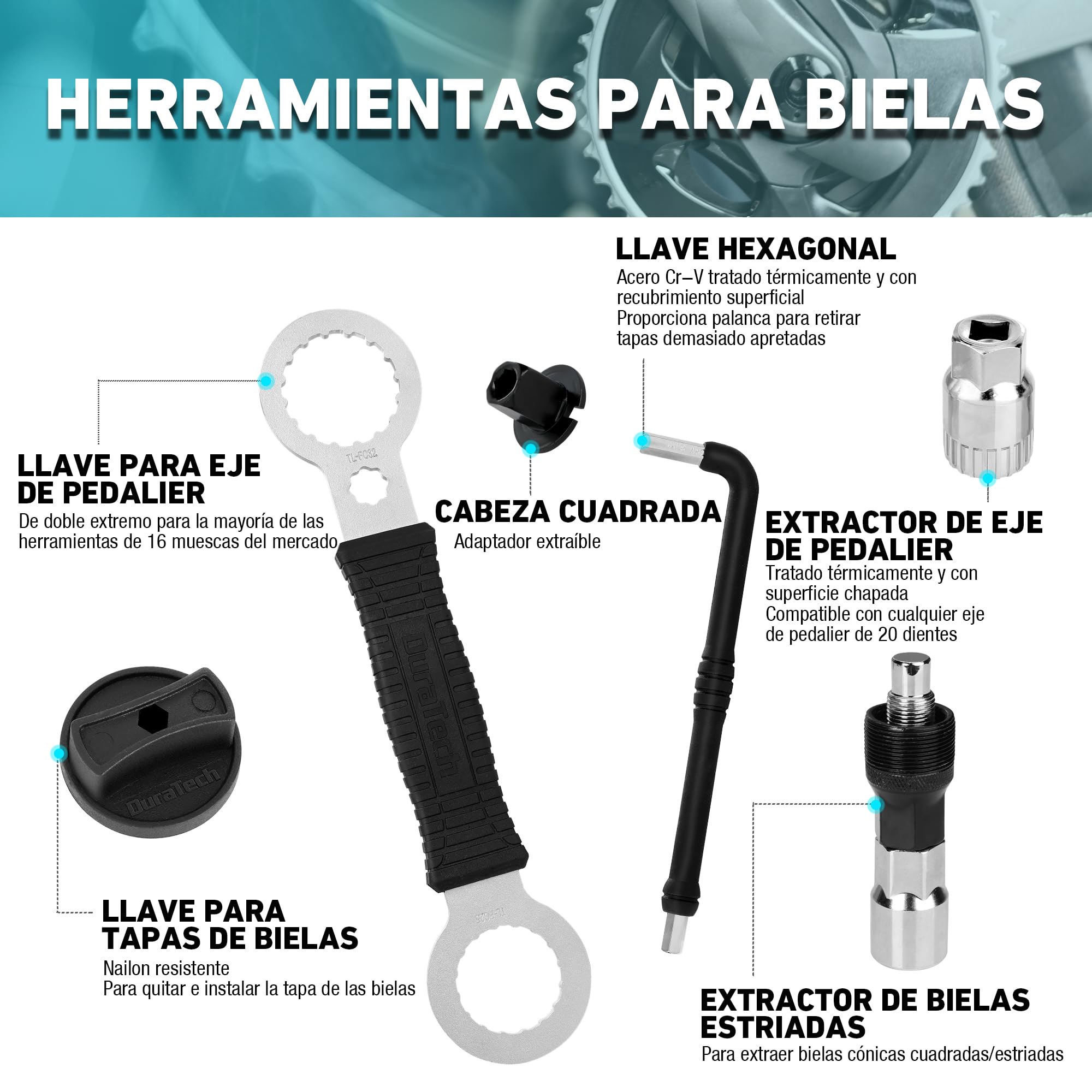 DURATECH 41 Piezas Juego de Reparación de Bicicleta, Maletín de Herramientas para Bicicleta