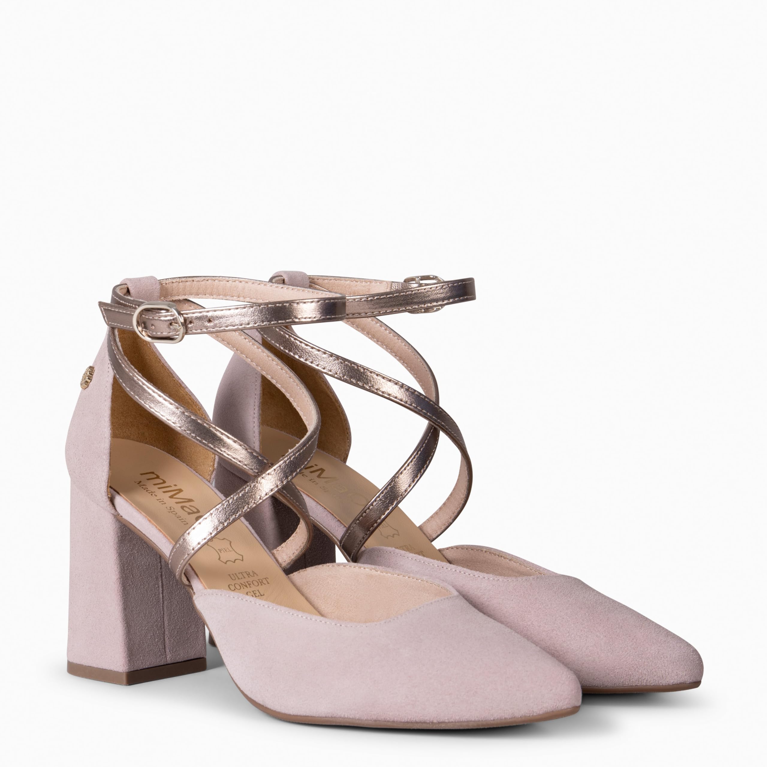 Zapatos de Fiesta Mujer con Tiras Cruzadas en Piel y Plantilla de Gel Hecho en España