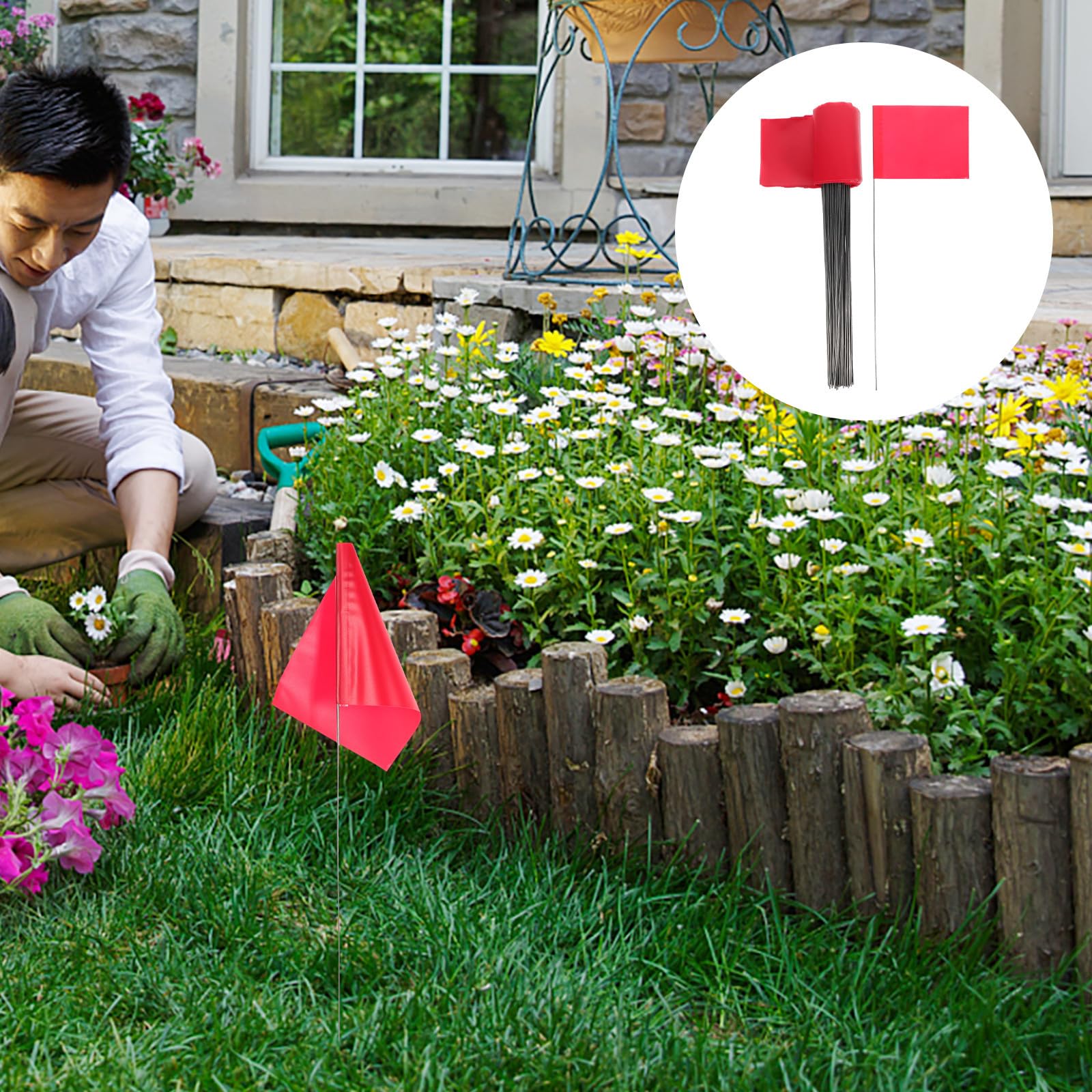 Generico Bandiere Segnaletiche da Cortile 100 Pezzi in PVC Rosso per Marcatura e Irrigazione, Uso Esterno Giardino e Campeggio