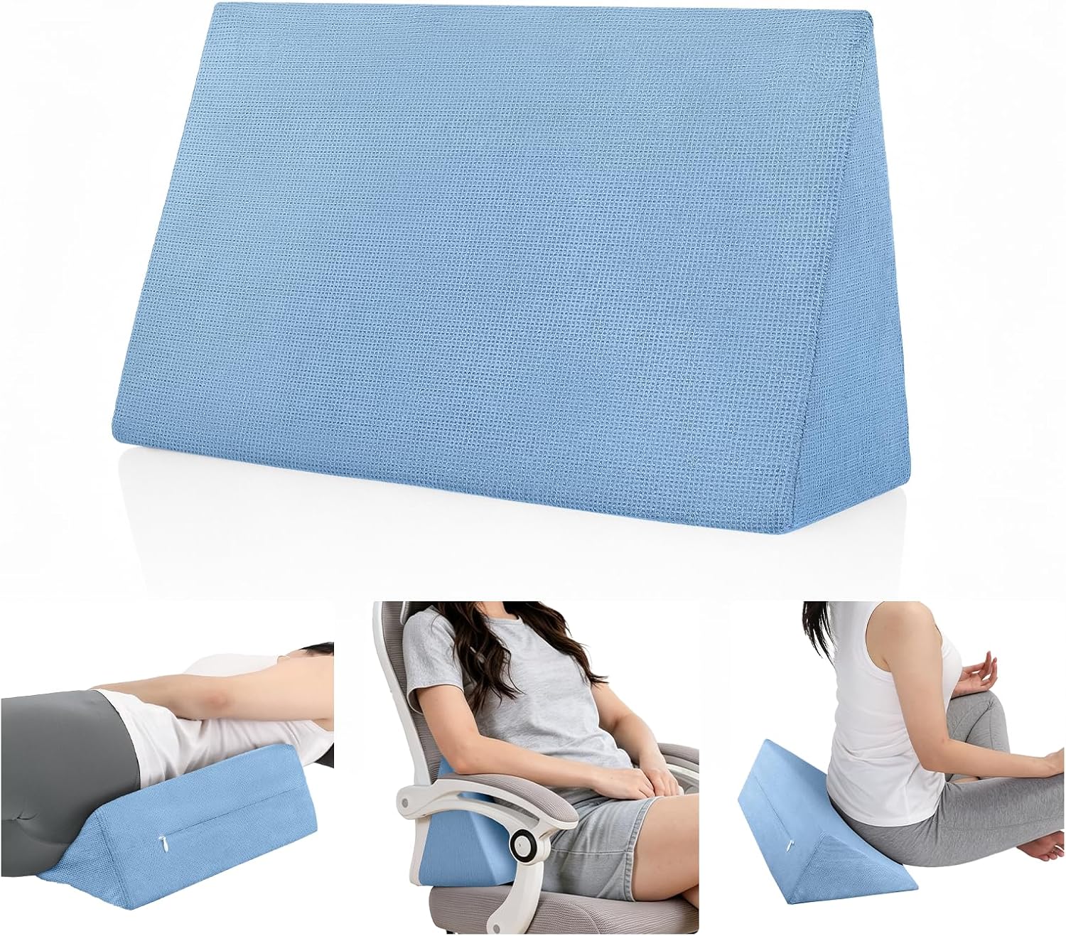 Small Wedge Pillow, Compact Positioning Wedge with Stable Support | High-density Foam, Triangle Wedge Design, 15*9.4*5.5 In, for Office Chair, Bed, Sofa, Travel and Everyday Comfort