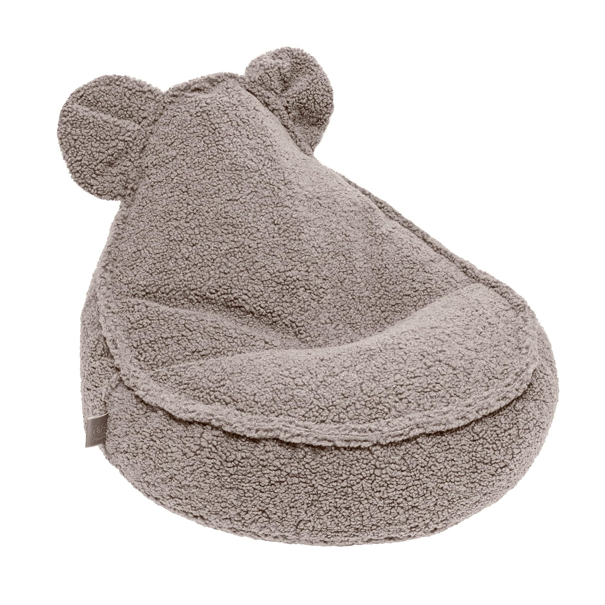 MEOWBABY Pouf Chambre Enfant - Fauteuil Poire Confortable et Léger - Pouf Poire Ergonomique pour Lecture et Jeu - Siège Douillet pour Fille et Garçon avec Remplissage de Billes, Bearly, Gris Clair