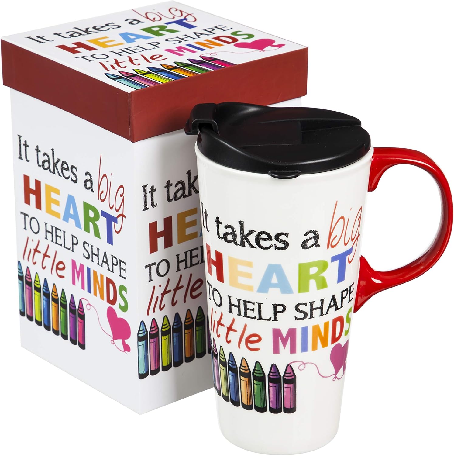 Cypress Home It Takes A Big Heart To Help Shape Little Minds 17 OZ DoubleWall Insulated Travel Mug Teacher Appreciation Gift 3.5 x 5.25 x 7 inches