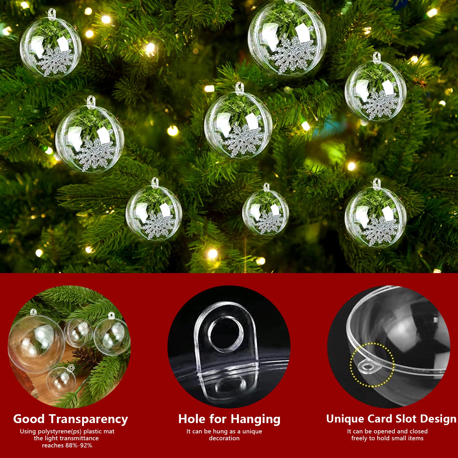 25 Palline Natale Vuote Trasparenti - Decorazioni Fai Da Te Per Albero E Festività - Foto 7