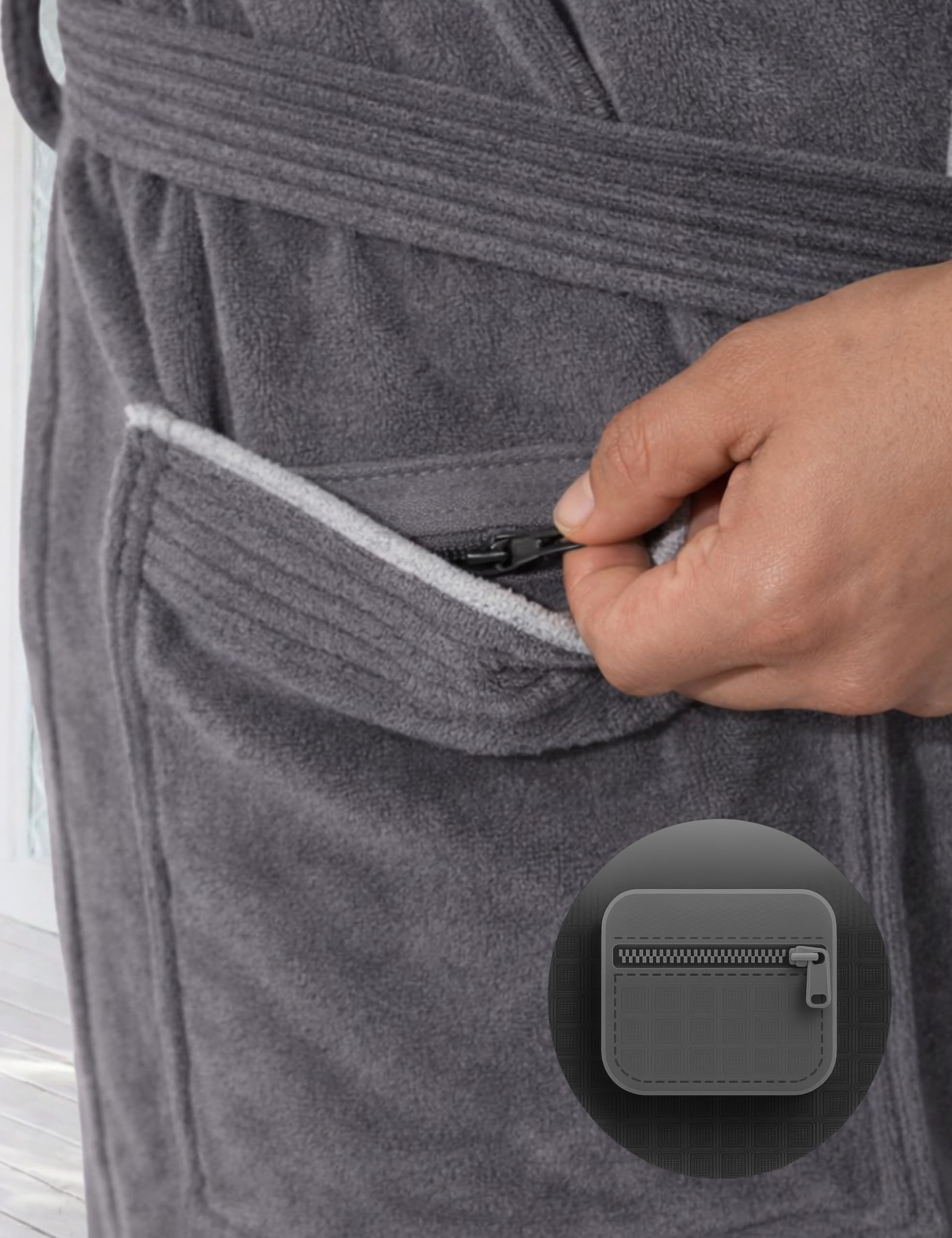 Morgenstern Bademantel Herren Frottee Baumwolle Kapuze Finn | 100% Baumwolle, weicher Frottee, Kapuze, Taschen und Bindegürtel – geprüft auf Schadstoffe, ideal für Sauna und Zuhause