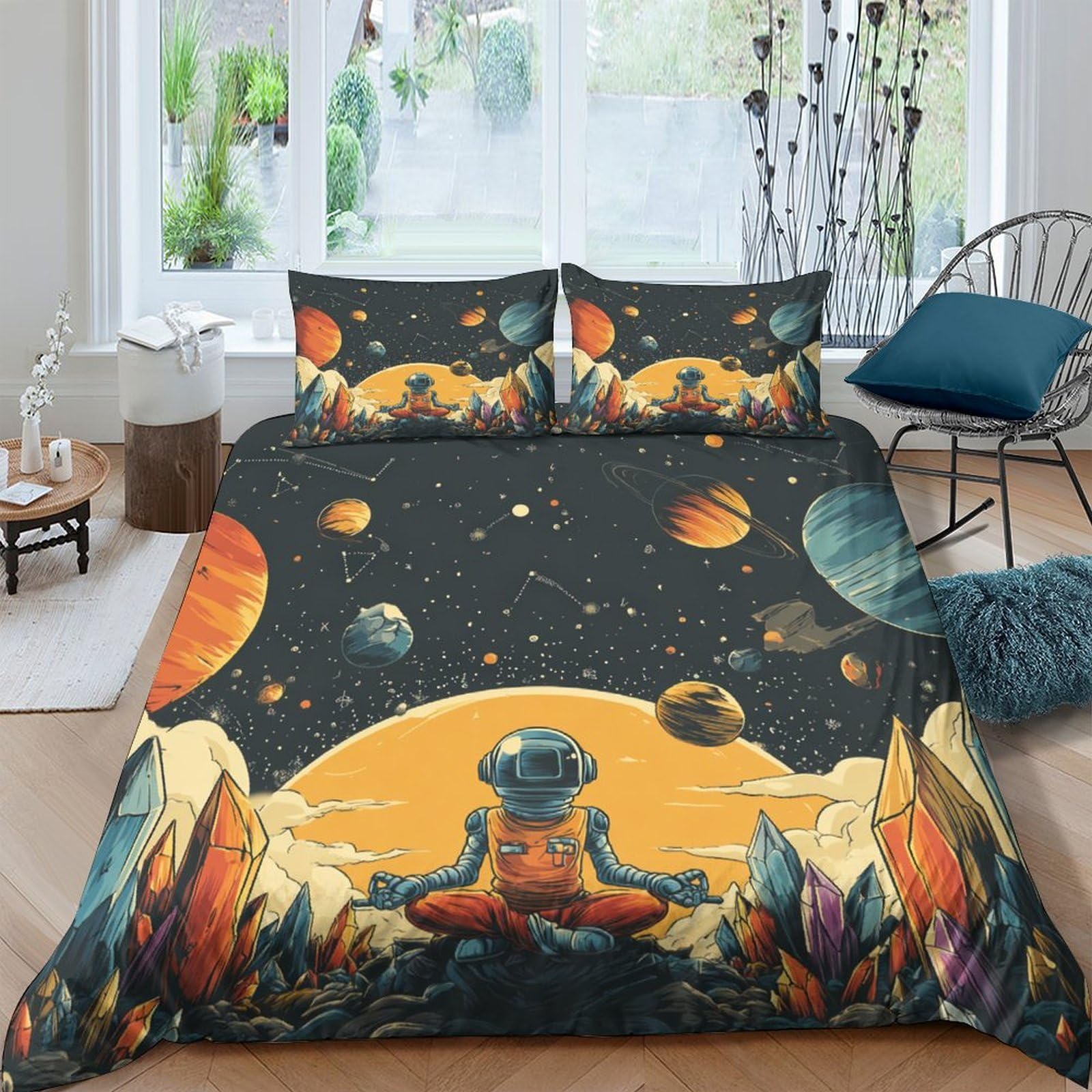 Ctjqhvkz Style-7 3D Printed Galaxy Starry Sky Fitted Sheet Microfiber Soft Breathable Cosmic Nebula Bed Sheet For Bedroom Decor Single（135X200cm）