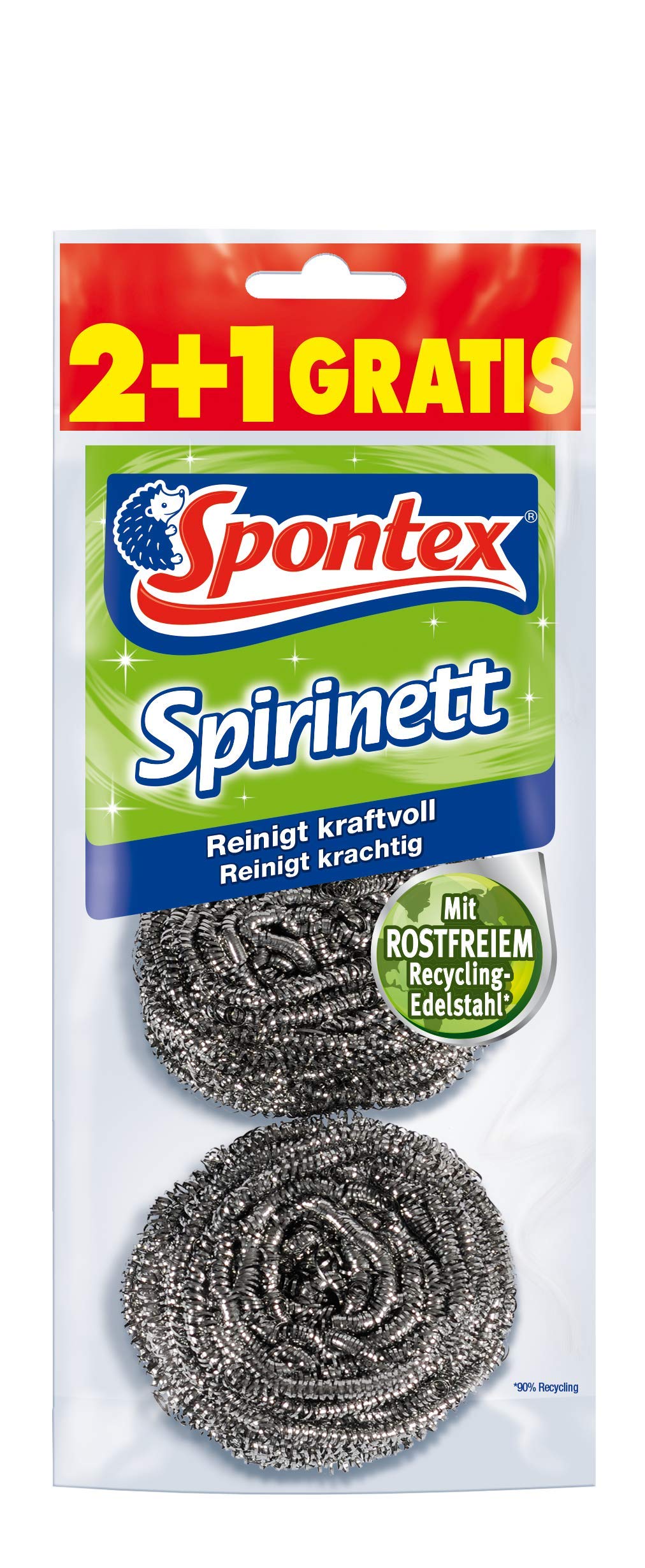 Spontex Spirinett Stainless Steel Sponges - 3 Packs of 3 Sponges