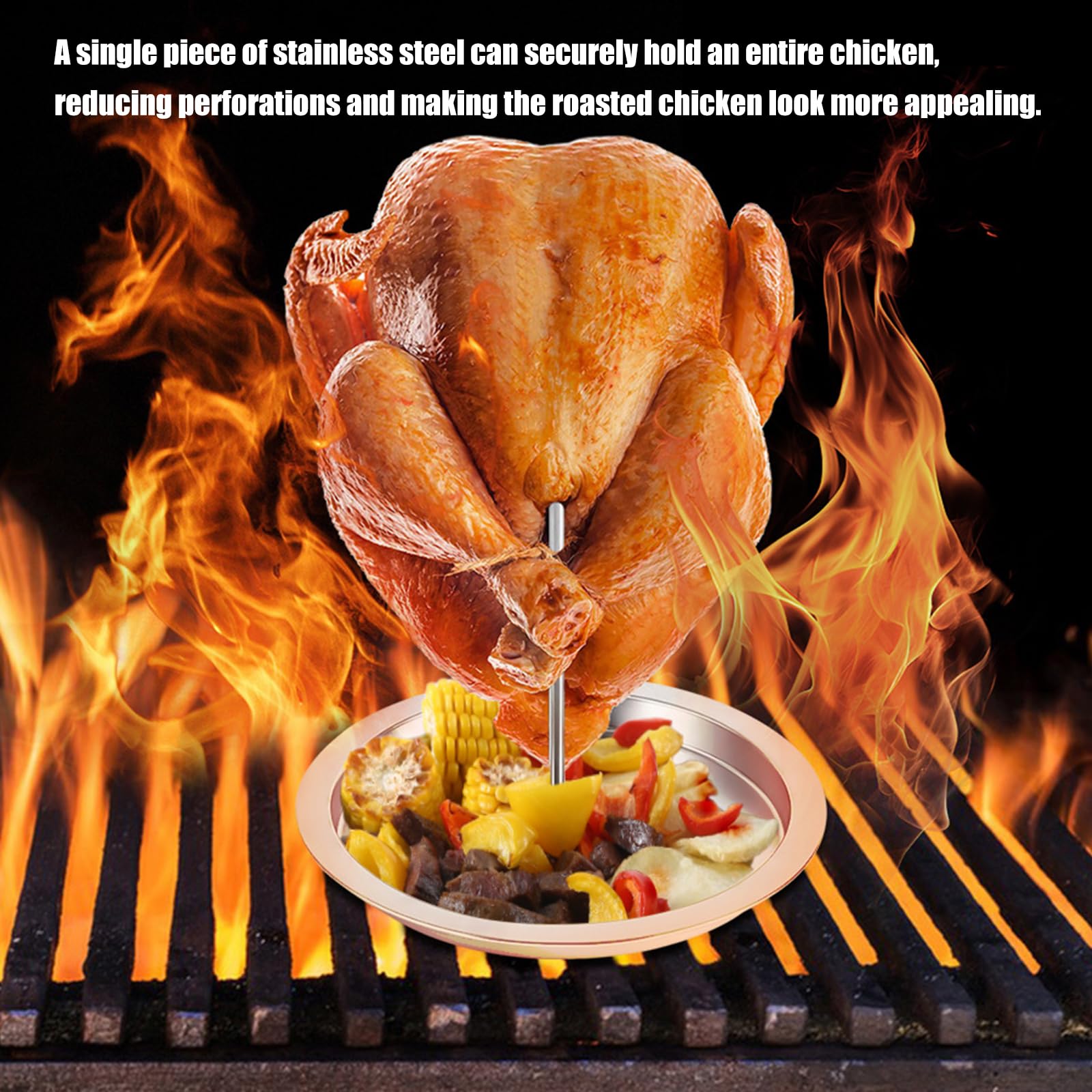Soporte para Patas de Pollo, Cesta para Parrilla con Bandeja extraíble, Parrilla para Patas de Pollo para Asar en Horno y barbacoas, Equipo de Barbacoa Resistente