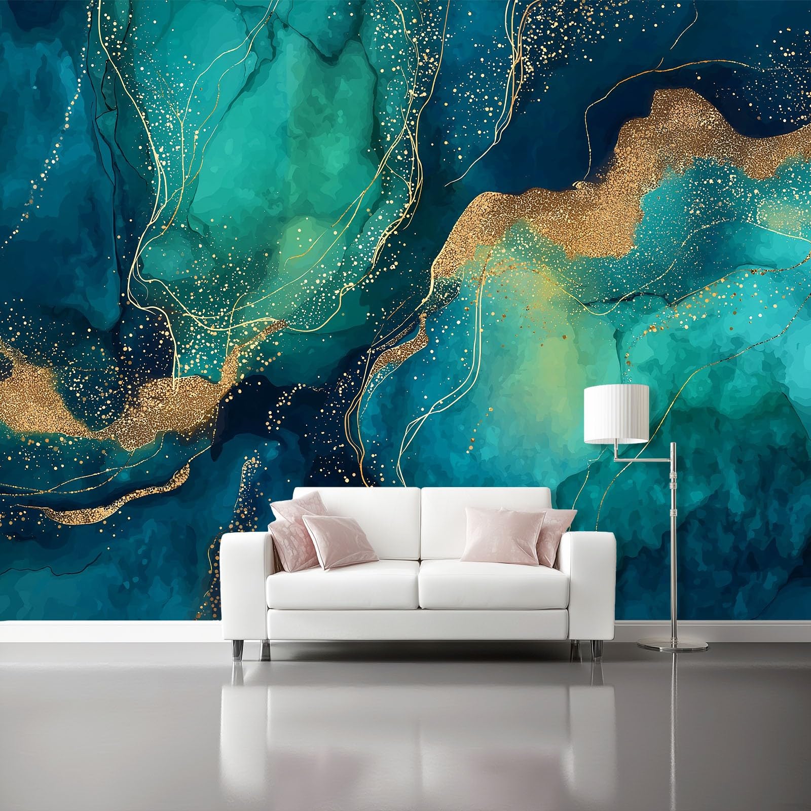 Tapeta marmurowa akwarela 400 x 280 cm, plakat na ścianę fototapeta dekoracja ścienna salon sypialnia pokój dziecięcy, kolorowy