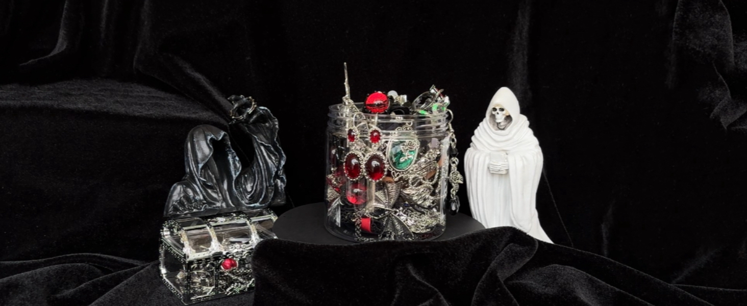 Gift-Ready Mystery Jewelry Jar 30PCS – Gothic, Witchy & Fairycore Costume Jewelry Set for Women, Includes Necklaces Earrings Rings Bracelets, Unique Mother’s Day or Birthday Gift for Her