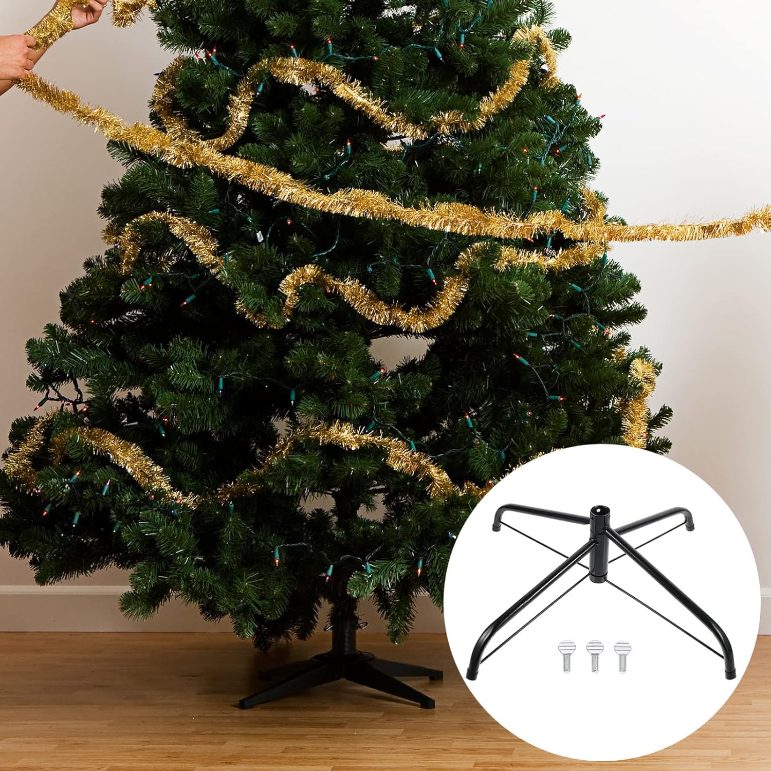 1pc Christmas Tree Stand Easy to Use Xmas Tree Bracket for Pipes Holder for Artificial Simple Structure for Stress Setup