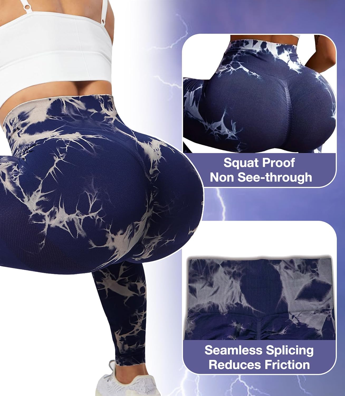 JGS1996 Tie Dye Scrunch Butt Lifting Leggings for Women Booty Sculpting Workout Tight High Waist Tummy Control Yoga Gym Pants - Image 3