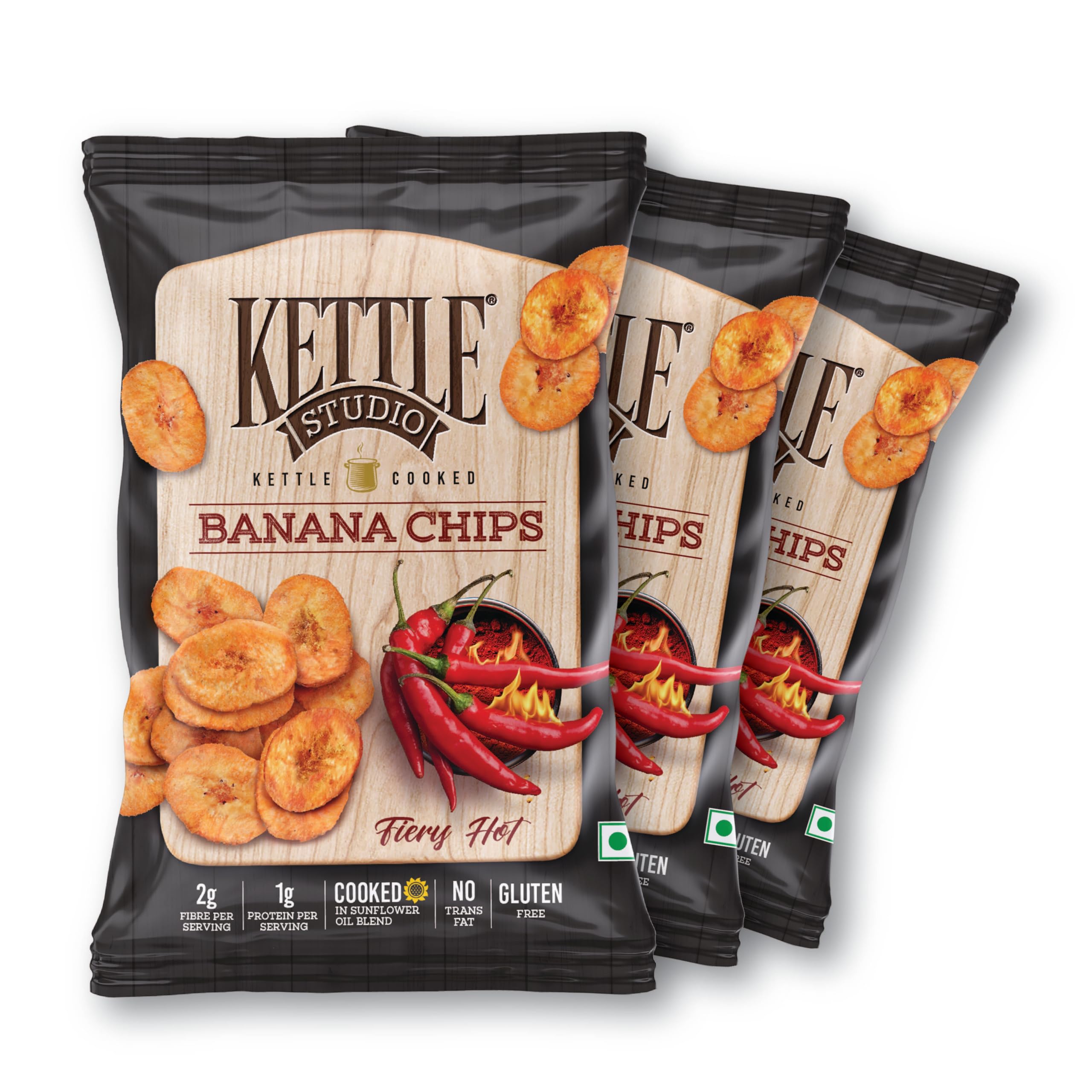 Kettle Studio | Banana Chips Fiery Hot 125g | Pack of 3