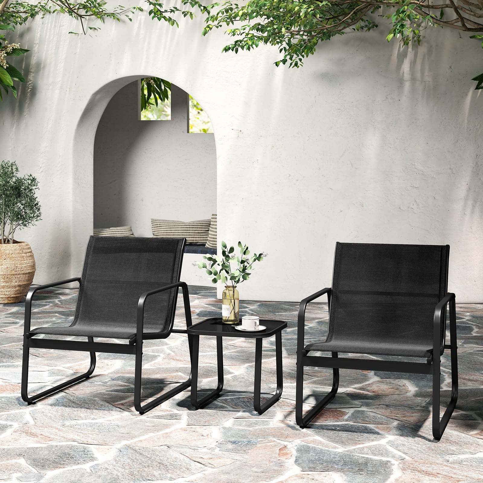 GIANTEX Rotan tuinmeubelset, balkonmeubelen klein balkon, lounge GIANTEX Rotan tuinmeubelset, balkonmeubelen klein balkon, lounge