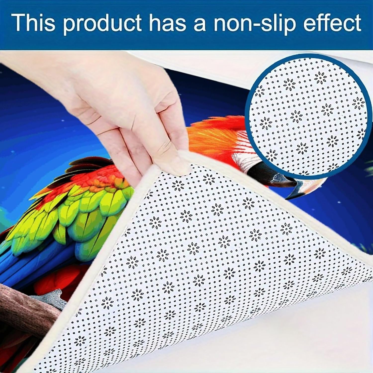 Parrot Kitchen Rugs Sets of 3 Washable Non Slip Kitchen Rug Water Resistant Carpet Piece Anti Fatigue Kitchen Mats Soft Comfort Standing Mat Modern Area Rug