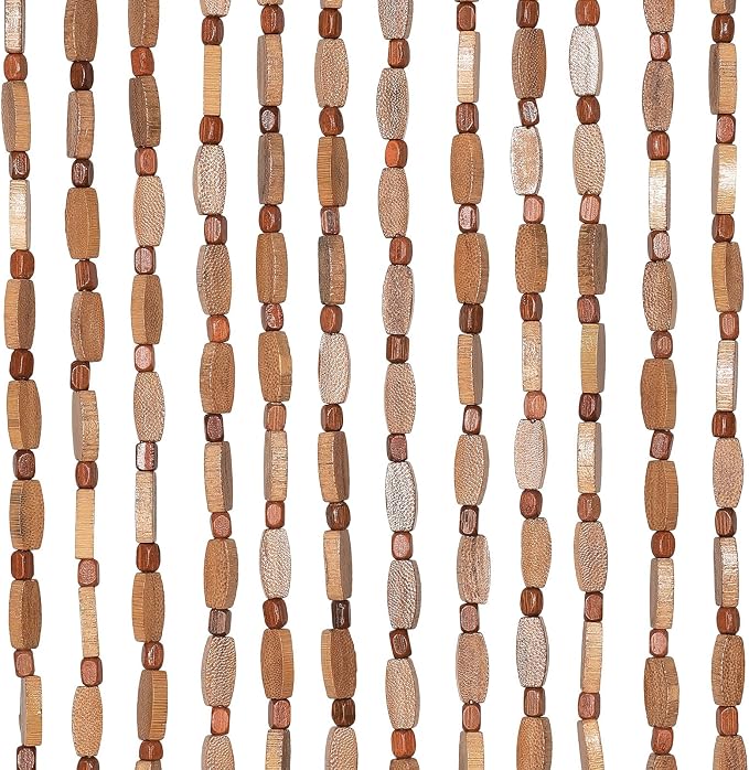 TACHILC Flower Bamboo Beaded Curtain, Hanging Curtain For