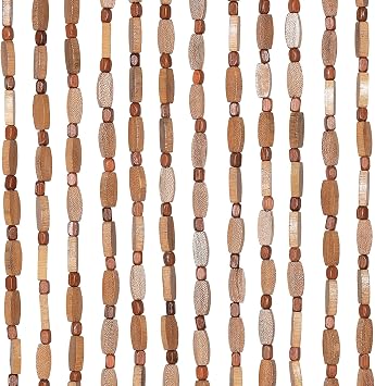 Handmade Bamboo Beaded Curtain for Doorway, Brown 52 Strands