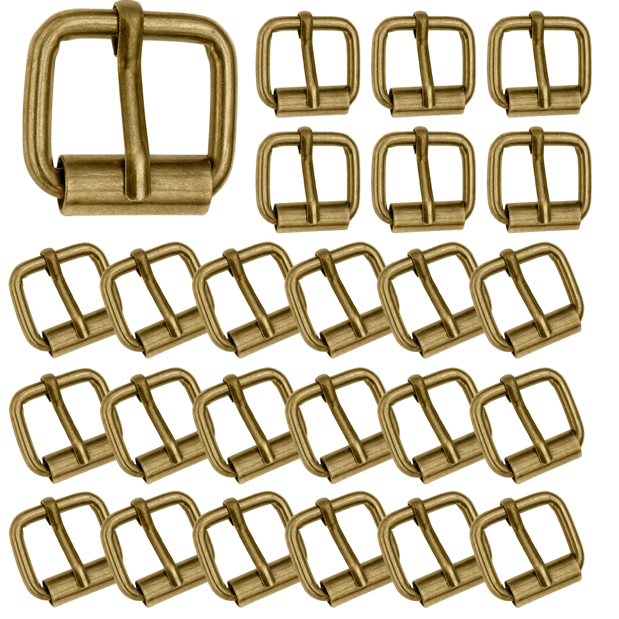 Trimming Shop 25mm Bronze Square Metal Buckles for Shoes, Boots, Bags & Accessories, Leathercrafts, Belt Strap - Durable, Lightweight, Pack of 50