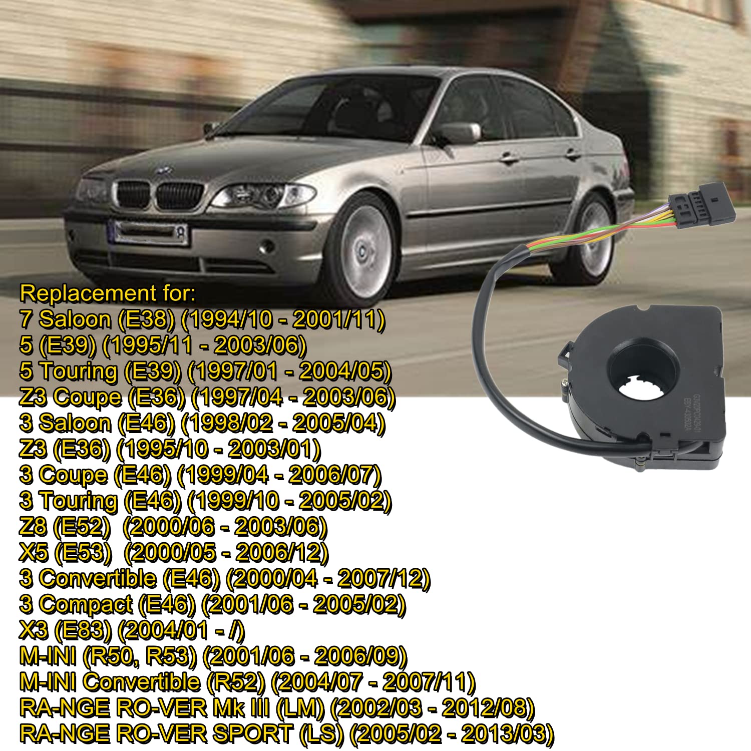Bisenya 32306793632 Czujnik kąta skrętu Czujnik kąta skrętu 0141430 Kompatybilny z serią 3 E46 Series 5 E39 Seria 7 E38 X3 E83 X5 E53 Z8 E52