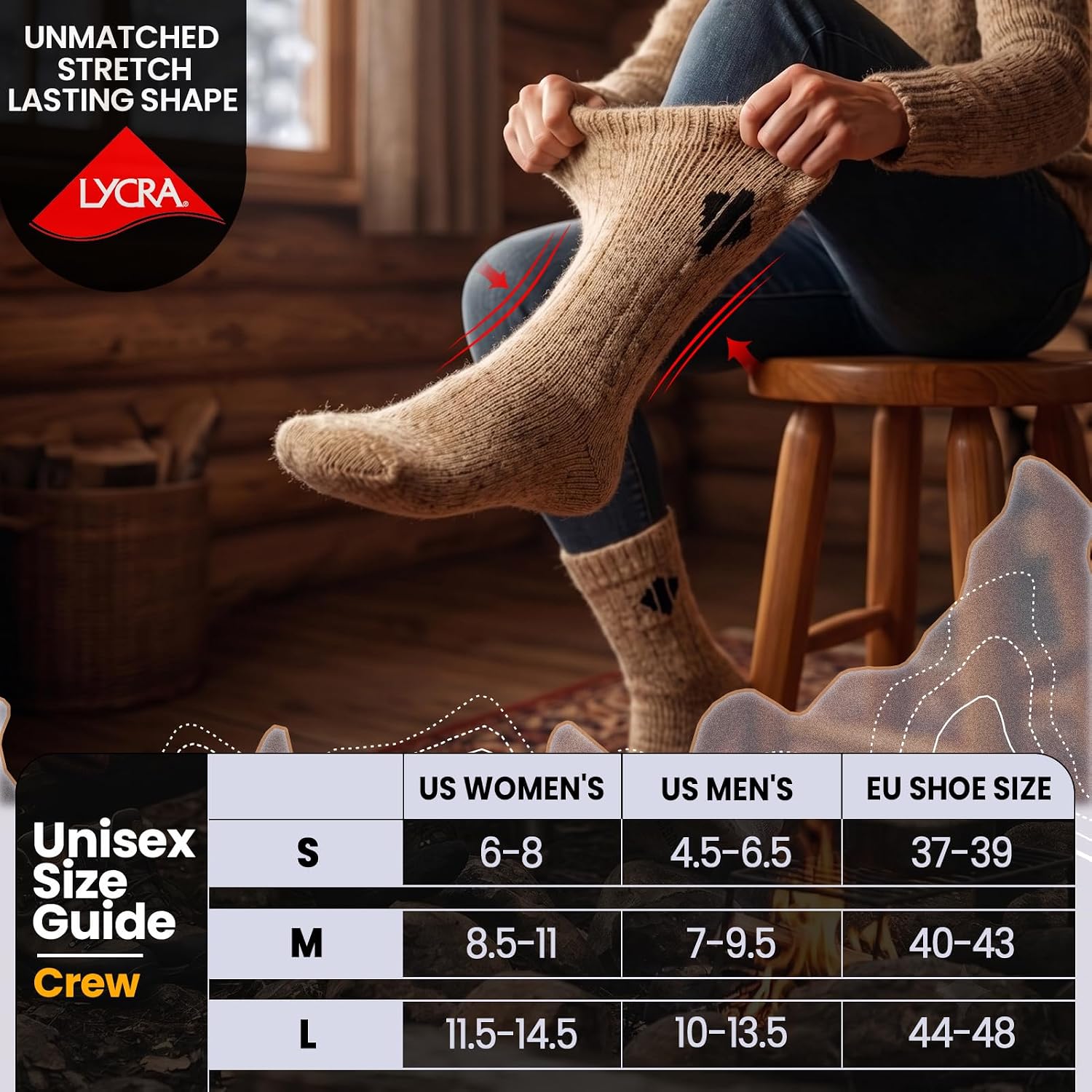 Alpaca Socks for Men & Women, Thick Warm Wool Crew for Hiking thumbnail