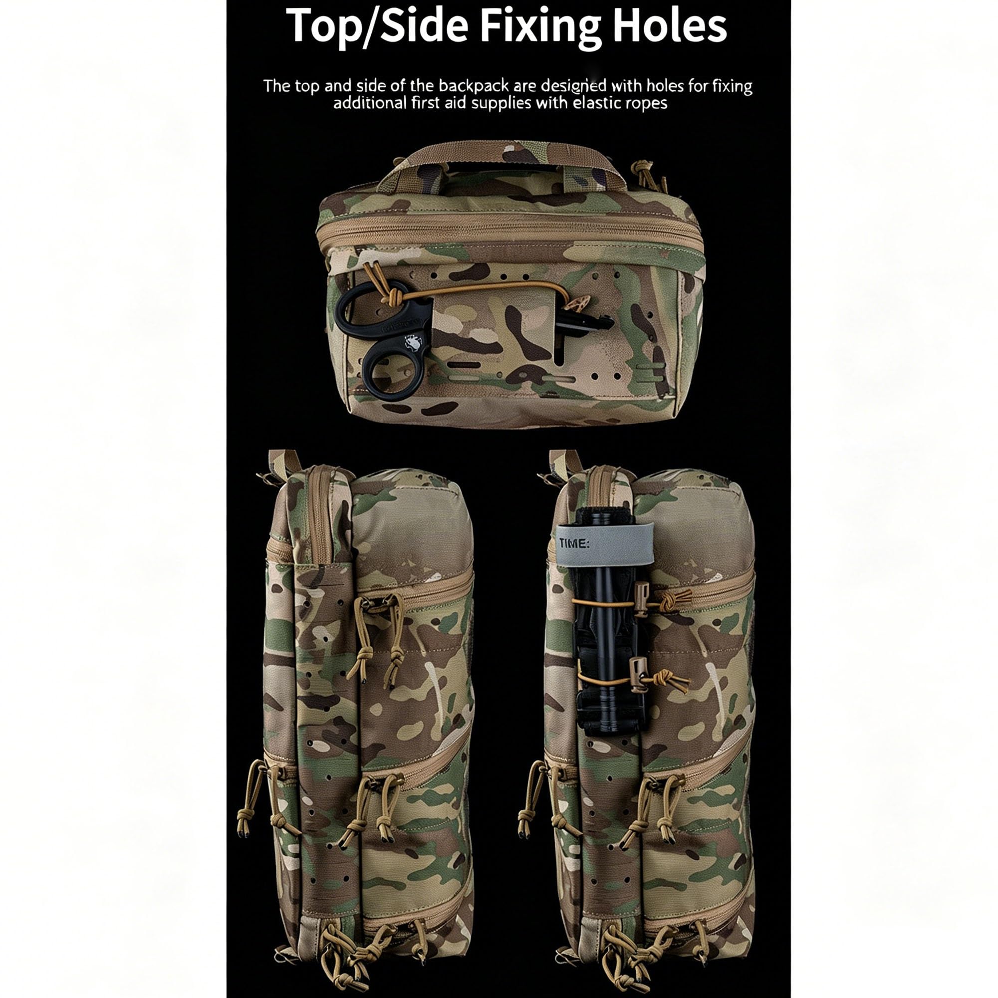 Mochila Médica Táctica con Sistema MOLLE, Bolsa De Primeros Auxilios De Gran Capacidad For Senderismo Y Acampada Al Aire Libre